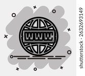 Icon domain name. Internet network elements. Icon in comic style.