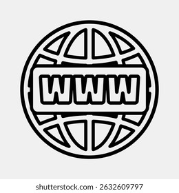 Nome de domínio do ícone. Elementos de rede da Internet. Ícone no estilo de linha.