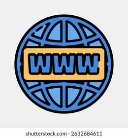 Icon domain name. Internet network elements. Icon in filled line style.