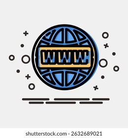 Nome de domínio do ícone. Elementos de rede da Internet. Ícone no estilo MBE.