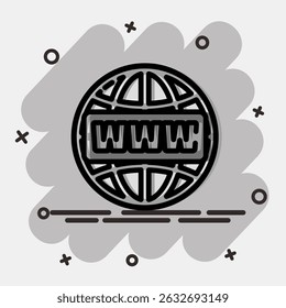 Nome de domínio do ícone. Elementos de rede da Internet. Ícone em estilo cômico.