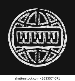 Nome de domínio do ícone. Elementos de rede da Internet. Ícone em estilo de giz.