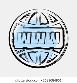 Nome de domínio do ícone. Elementos de rede da Internet. Ícone no estilo de ponto de cor.
