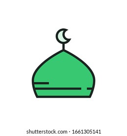 ícono de una cúpula de una mezquita arquitectónica islámica. Ilustración vectorial de una plantilla de logotipo. Pasos10