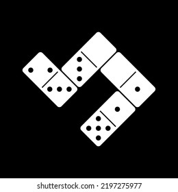 Icon of dominoes, dice (knuckles, stones). Board game. Isolated vector illustration on black background.