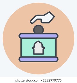 Donación de iconos. relacionado con el símbolo Eid Al Fitr. islámico. ramadhan. ilustración simple