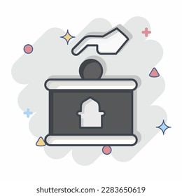 Donación de iconos. relacionado con el símbolo Eid Al Fitr. islámico. ramadhan. ilustración simple