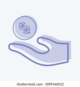 Donaciones de iconos - Estilo de dos tonos - Ilustración simple,Vector de iconos de diseño, Buena para impresiones, afiches, anuncios, anuncios, gráficos de información, etc.