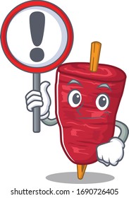 An icon of doner kebab cartoon design style with a sign board