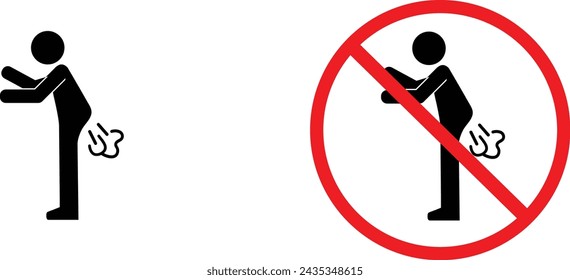 icon don't fart black outline for web site design 
and mobile dark mode apps 
Vector illustration on a white background