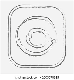 Ein Symbol mit einem Donut in einem Rahmen auf weißem Hintergrund. Abstraktes Bild. Stock-Vektorgrafik.
