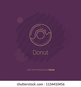 Icon of donut with icing for restaurants and cafes.
