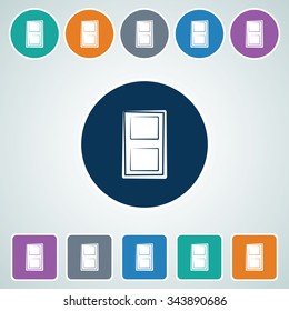 Icon of Door in Multi Color Circle & Square Shape. Eps-10.