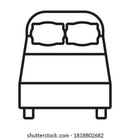 icon of double bed over white background, line style, vector illustration