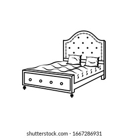 Icono de una cama doble de diseño moderno