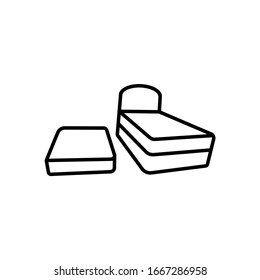 Icon of a double bed in a trendy flat design