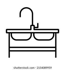 Icon Of Double Sink. Bold outline design with editable stroke width. Vector Illustration.