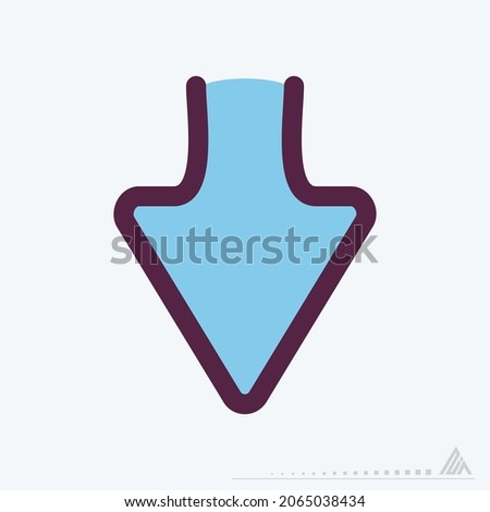 Icon Down - Color Line Cut Style - Simple illustration, Editable stroke, Design template vector, Good for prints, posters, advertisements, announcements, info graphics, etc.