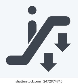 Icon Down Escalator. related to Airport symbol. glyph style. simple design illustration