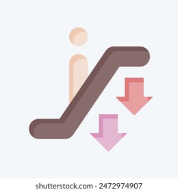 Icon Down Escalator. related to Airport symbol. flat style. simple design illustration