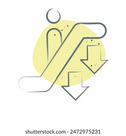 Icon Down Escalator. related to Airport symbol. Color Spot Style. simple design illustration