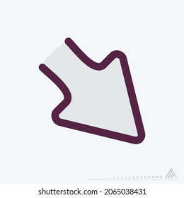 Icon Down Right - Color Line Cut Style - Simple illustration, Editable stroke, Design template vector, Good for prints, posters, advertisements, announcements, info graphics, etc.