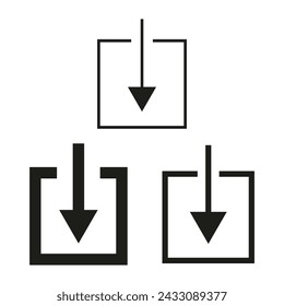 Icono de flecha de descarga. Símbolo cuadrado simple. Elemento de diseño de interfaz. Ilustración vectorial. EPS 10.