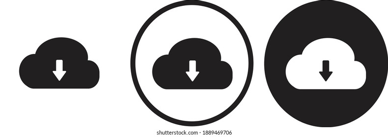 
icon download cloud black outline logo for web site design 
and mobile dark mode apps 
Vector illustration on a white background