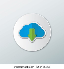 Icon download from the cloud in a flat style with shadow on a white background