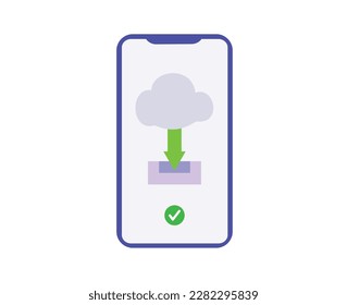 Icon-Download-Daten auf Cloud-Computer mit Mobiltelefon