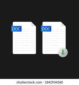 Icon download document file design isolated on black background