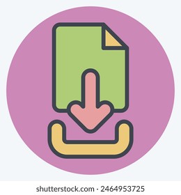 Icon Download File. related to Button Download symbol. flat style. simple design illustration