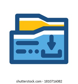 Icon Download File with style tone color omission