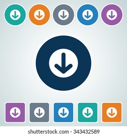 Icon of Download in Multi Color Circle & Square Shape. Eps-10.