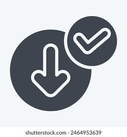 Icon Download Success. related to Button Download symbol. glyph style. simple design illustration