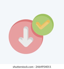 Icon Download Success. related to Button Download symbol. color mate style. simple design illustration