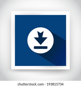 Icon of download for web and mobile applications. Flat design with long shadow