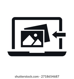 Un icono para descargar archivos a una computadora, que simboliza el uso de tecnologías modernas para el intercambio de datos