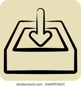 Icon Downloads. related to Button Download symbol. hand drawn style. simple design illustration