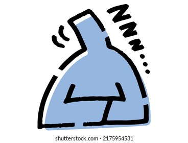 Icon of a dozing stick figure. Hand-drawn vector illustration.