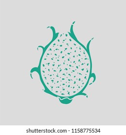 Icon of Dragon fruit. Gray background with green. Vector illustration.