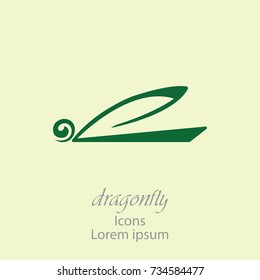 Icon. The dragonfly is made of a flat pen