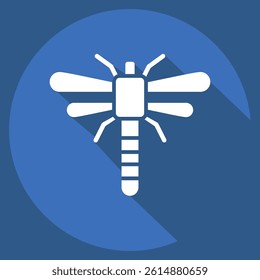 Icon Dragonfly. related to Insects symbol. long shadow style. design editable