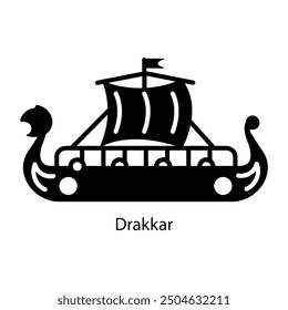 An icon of drakkar designed in solid style 