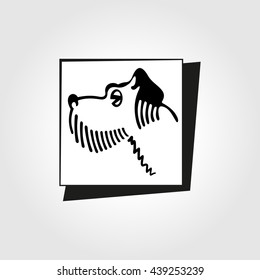 Icon draw the outline simple figure of dog sticker