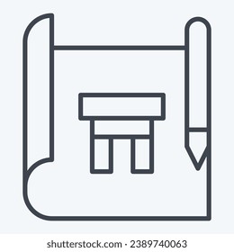 Icon Drawing. related to Carpentry symbol. line style. simple design editable. simple illustration