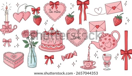 icon, drawn, coquette, bow, nubes, rose, pink, ribbon, frame, girlie, cute, wedding, line, cherry, valentine, whimsical, doodle, vintage, element, elegant, design, bowknot, day, love, vector, cake, ro