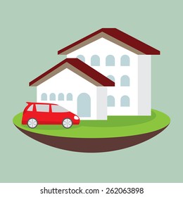 icon dream luxury house and car, business concept