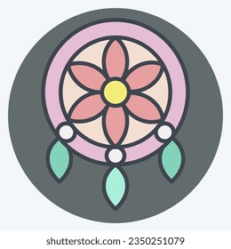 Icon Dreamcatcher. related to American Indigenous symbol. color mate style. simple design editable. simple illustration