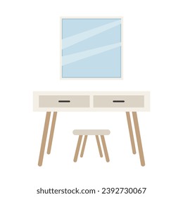 Icon dressing table and ottoman isolated. Vector illustration.
